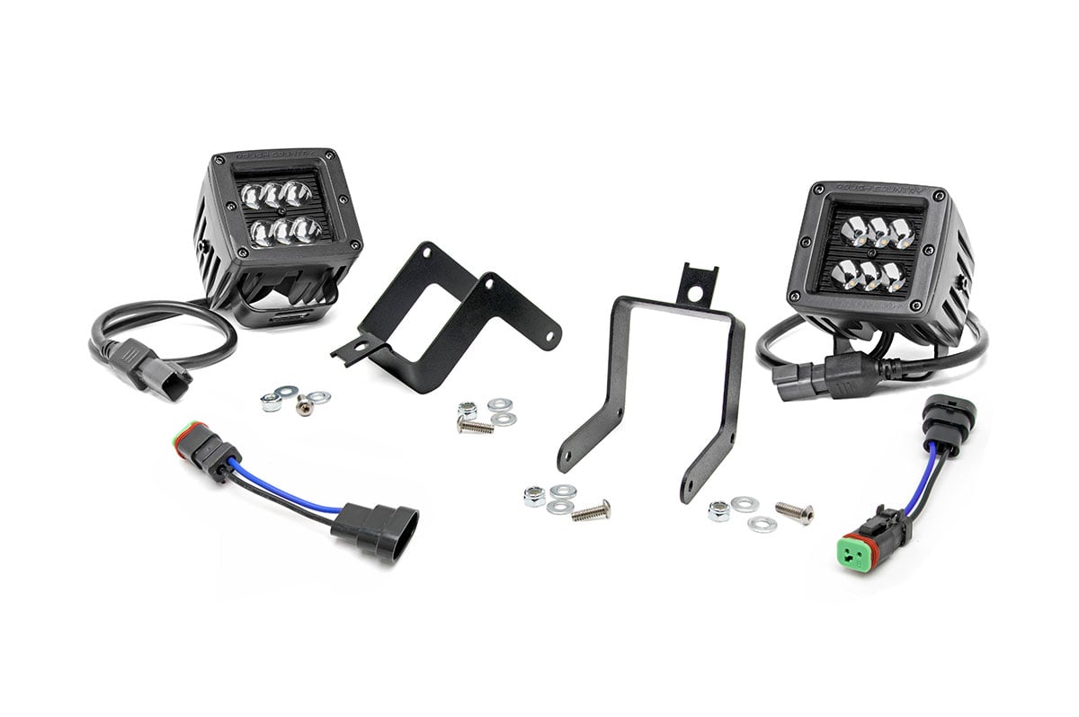 LED Light Kit Fog Mount 2 Inch Black Pair Ford F-250/F-350 Super Duty (11-16) Rough Country