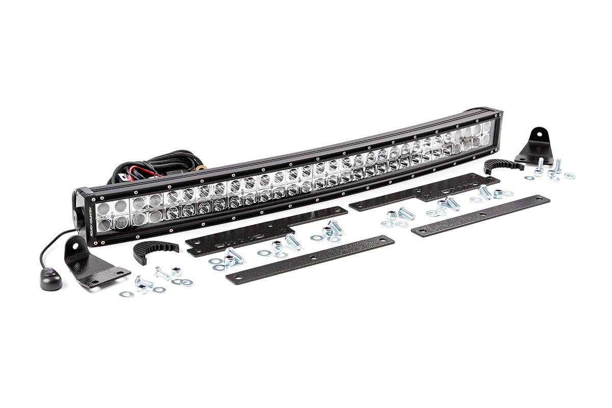 LED Light Kit Behind Grille Mount 30 Inch Black Dual Row White DRL Chevy Silverado 1500 (14-15) Rough Country