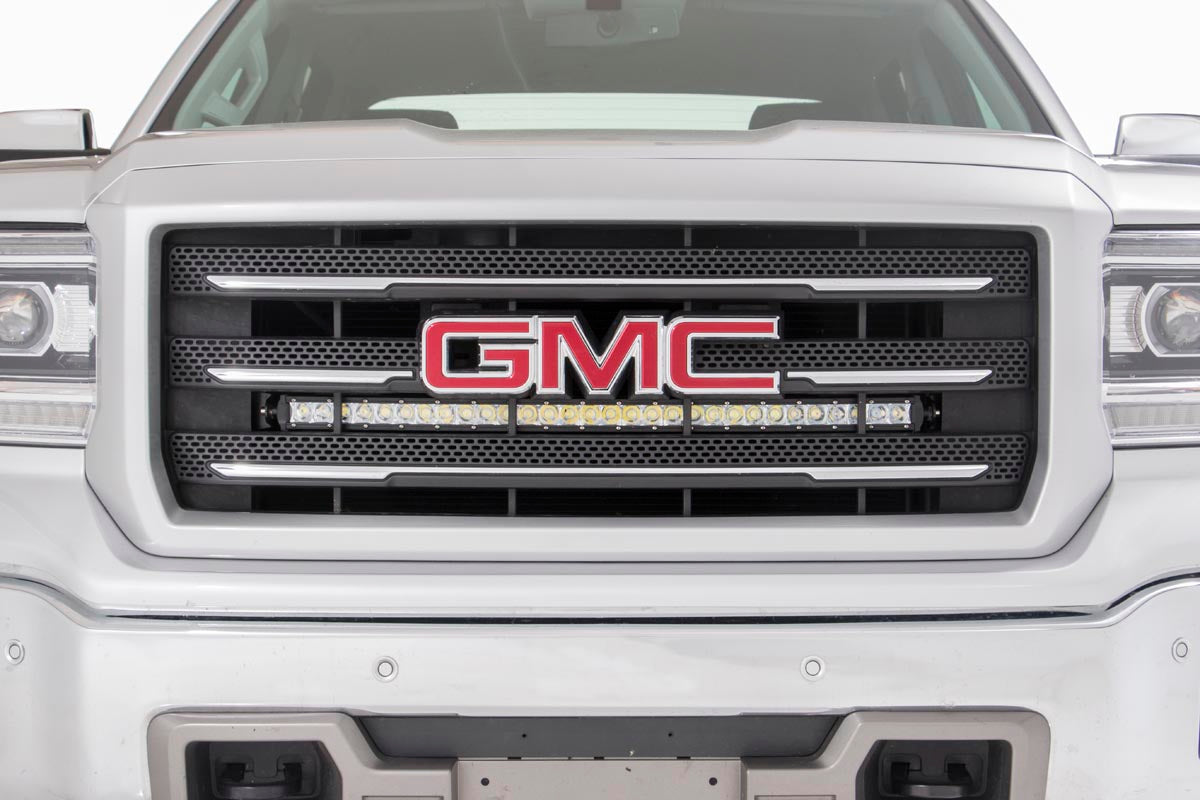 LED Light Kit Behind Grille Mount 30 Inch Chrome Single Row Silverado/Sierra 1500 (14-18 & Classic) Rough Country