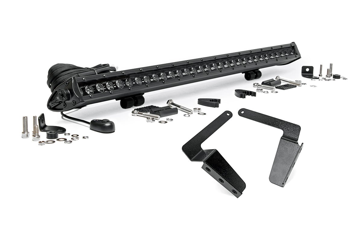 LED Light Kit Bumper Mount 30 Inch Black Single Row Toyota Tundra (14-21) Rough Country