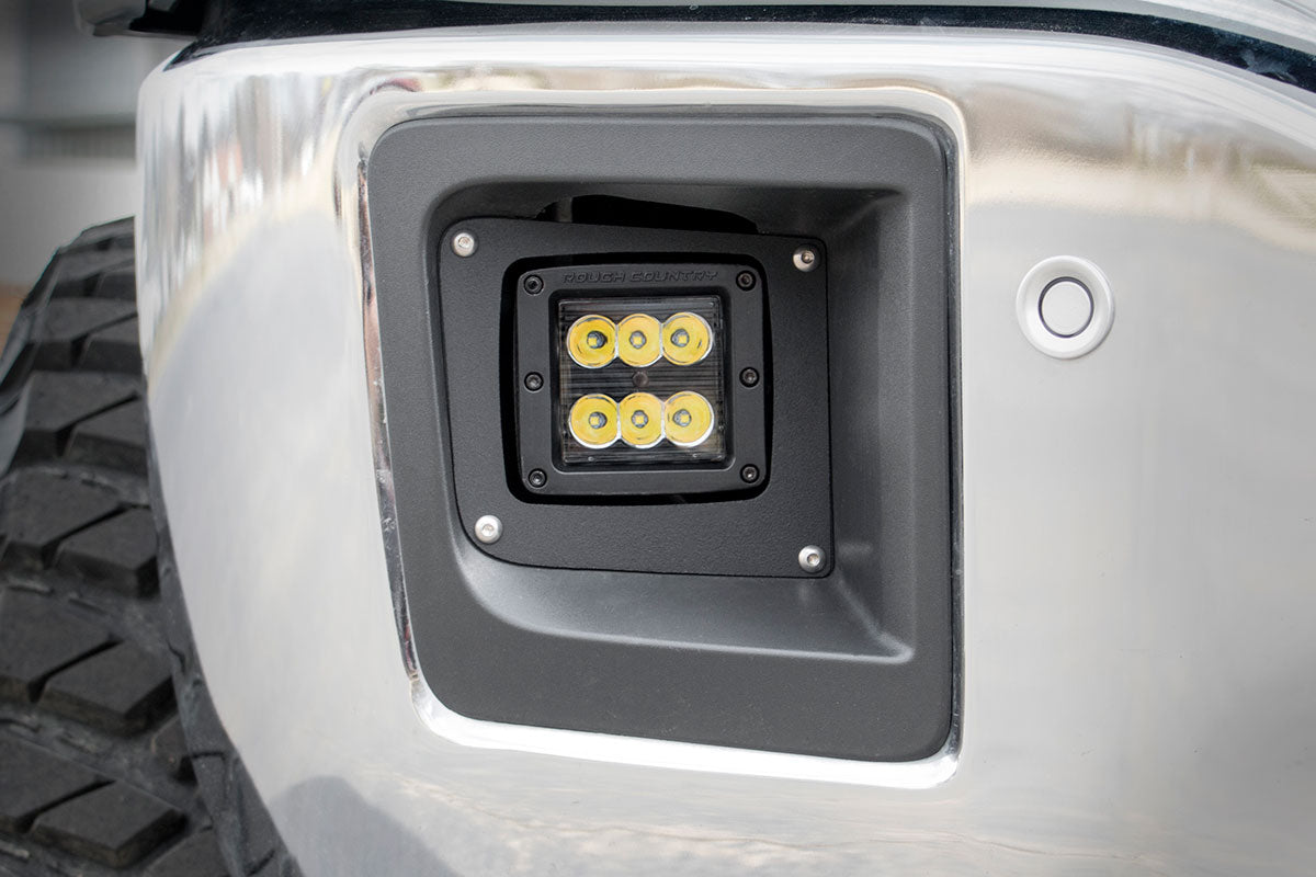 LED Light Kit Fog Mount 2 Inch Black Pair GMC Sierra 1500 2WD/4WD (14-15) Rough Country