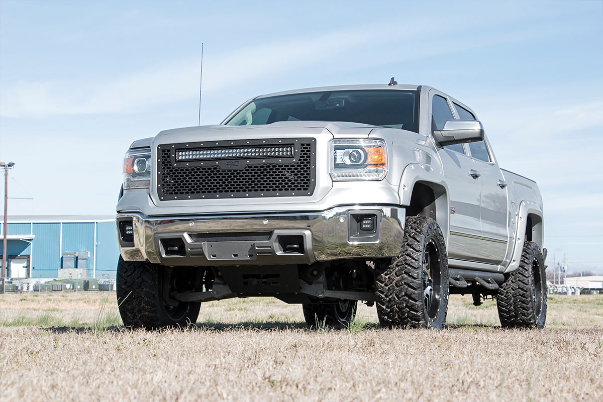LED Light Kit Fog Mount 2 Inch Black Pair GMC Sierra 1500 2WD/4WD (14-15) Rough Country