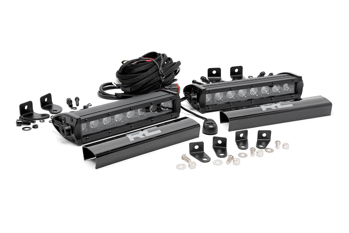 LED Light Kit Grille Mount 8 Inch Black Pair Ford F-250 Super Duty (17-19) Rough Country