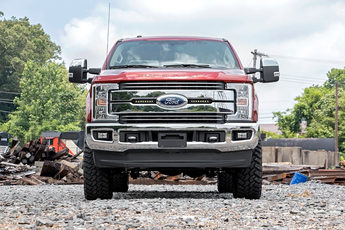 LED Light Kit Grille Mount 8 Inch Black Pair Ford F-250 Super Duty (17-19) Rough Country