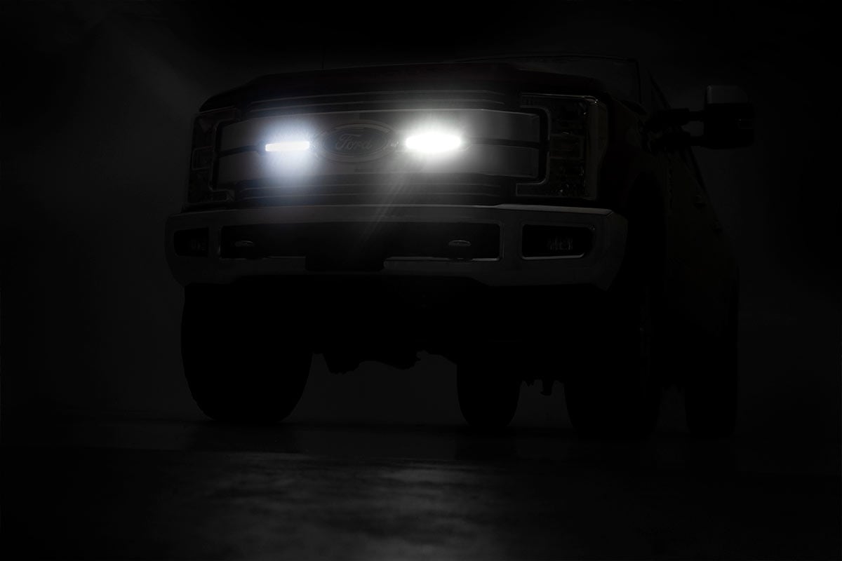 LED Light Kit Grille Mount 8 Inch Black Pair Ford F-250 Super Duty (17-19) Rough Country