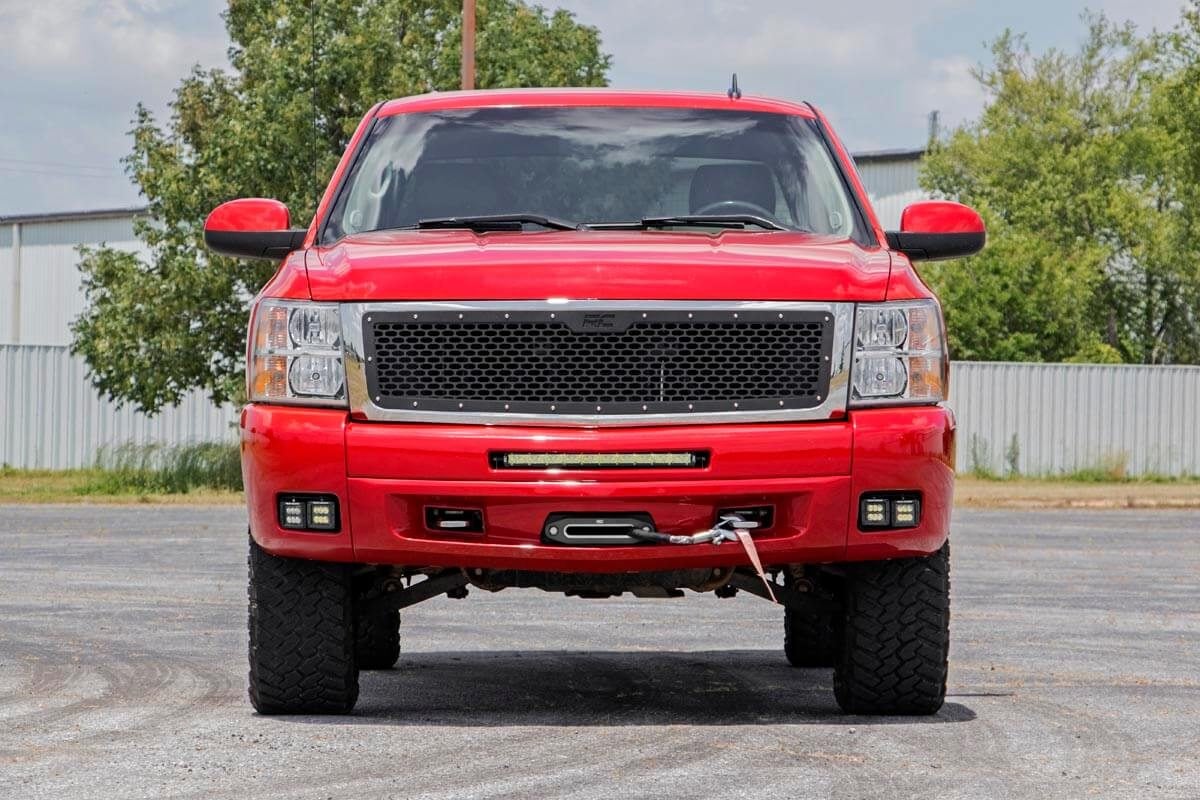 LED Light Kit Fog 2 Inch Black Pairs x2 White DRL Chevy Silverado 1500/2500HD/3500HD Rough Country