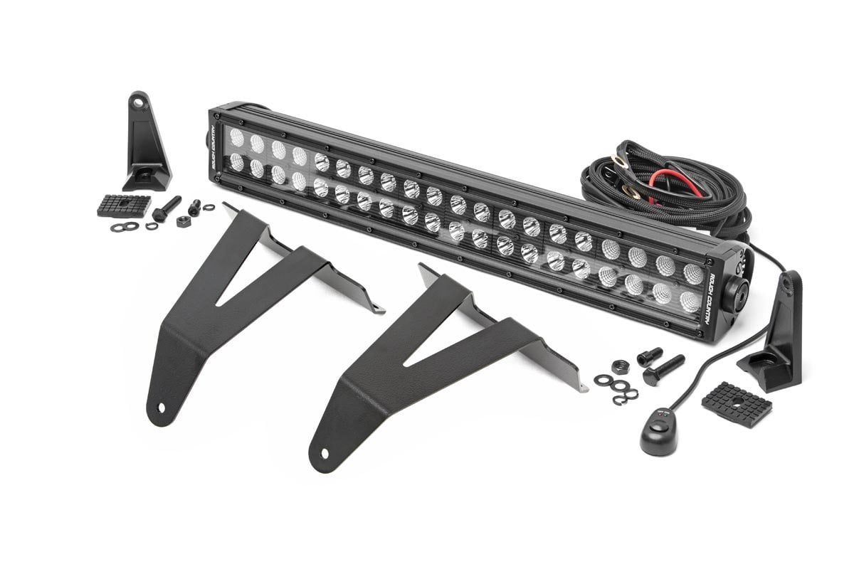 LED Light Kit Bumper Mount 20 Inch Black Dual Row Ram 1500 2WD/4WD (19-24) Rough Country