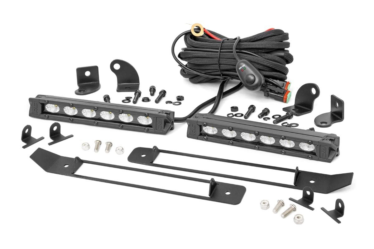 Dual 6in LED Grille Kit Black Slimline Ram 1500 2WD/4WD (2019-2024) Rough Country