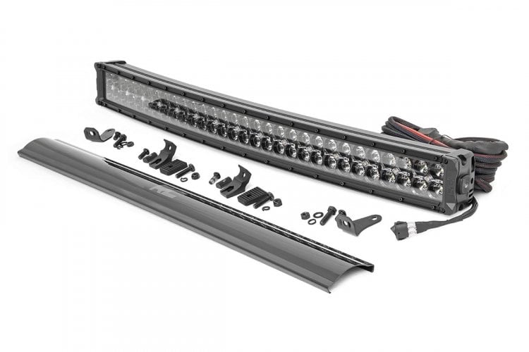 LED Light Kit Bumper Mount 30 Inch Black Dual Row White DRL Toyota 4Runner (14-20) Rough Country