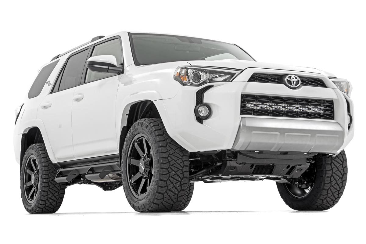 LED Light Kit Bumper Mount 30 Inch Black Dual Row White DRL Toyota 4Runner (14-20) Rough Country