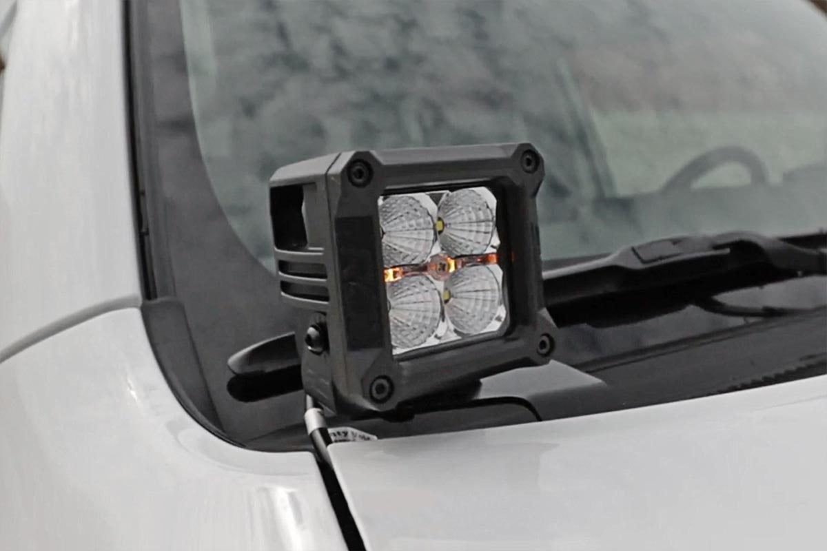 LED Light Kit Ditch Mount 2 Inch Black Spot Pair Toyota 4Runner (10-24) Rough Country