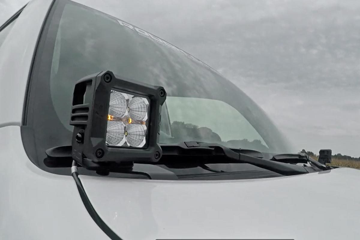 LED Light Kit Ditch Mount 2 Inch Black Pair White DRL Toyota 4Runner (10-24) Rough Country