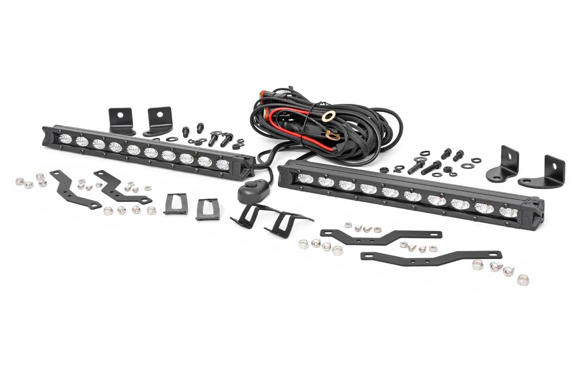 LED Light Kit Grille Mount 10 Inch Black Slimline Pair Ford F-150 (18-20) Rough Country