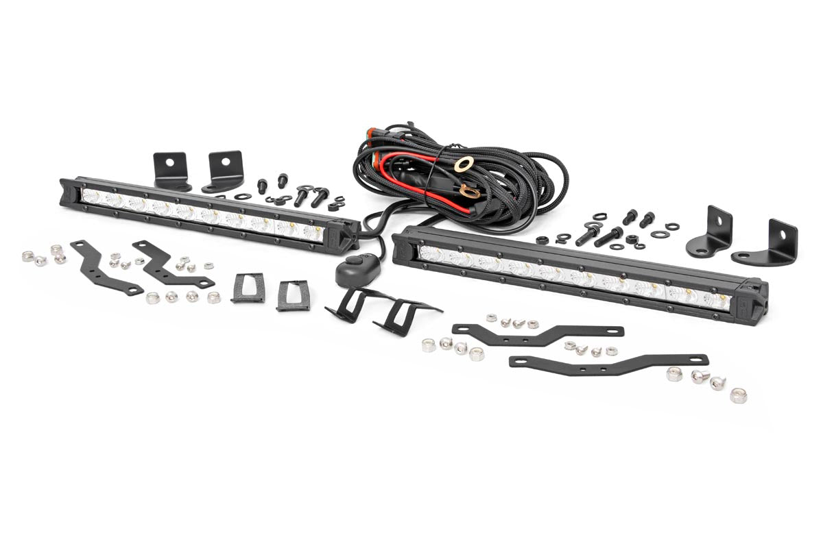 LED Light Kit Grille Mount 10 Inch Chrome Slimline Pair Ford F-150 (18-20) Rough Country