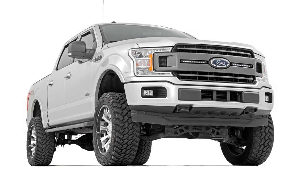 LED Light Kit Grille Mount 10 Inch Chrome Slimline Pair Ford F-150 (18-20) Rough Country