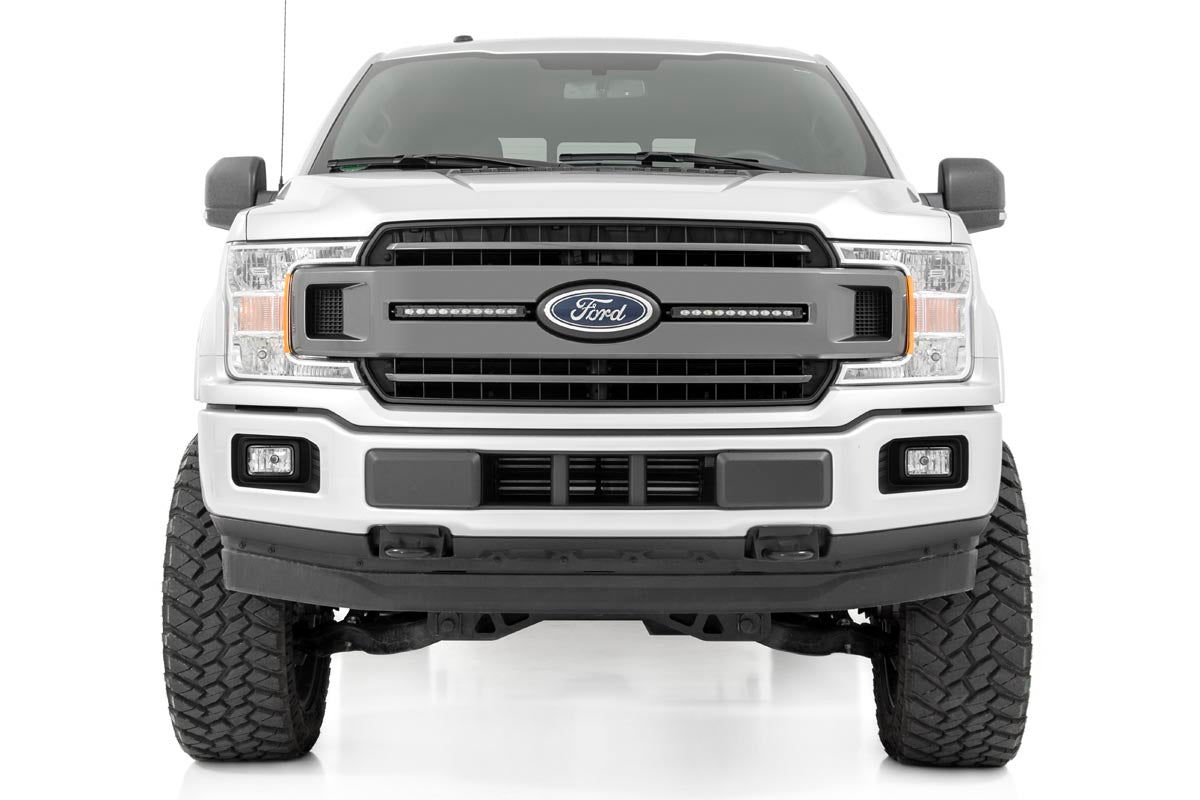 LED Light Kit Grille Mount 10 Inch Chrome Slimline Pair Ford F-150 (18-20) Rough Country