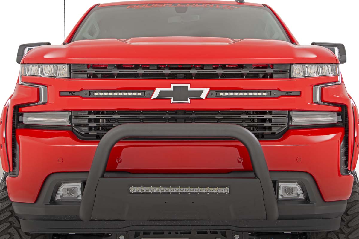 LED Light Kit Grille Mount 10 Inch Black Slimline Pair Chevy Silverado 1500 (19-22) Rough Country