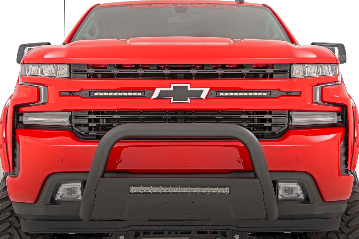 LED Light Kit Grille Mount 10 Inch Chrome Slimline Pair Chevy Silverado 1500 (19-22) Rough Country