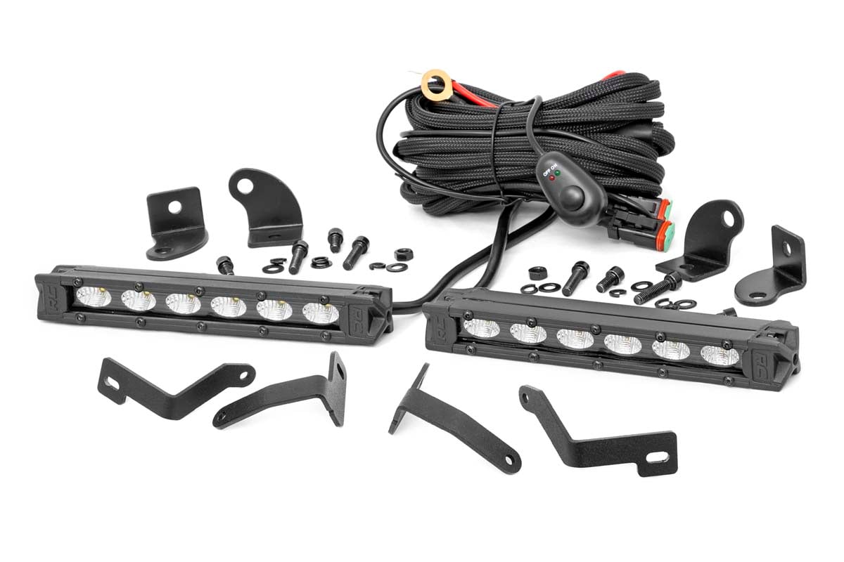 LED Light Kit Bumper Mount 6 Inch Black Slimline Pair Ford Ranger (19-23) Rough Country