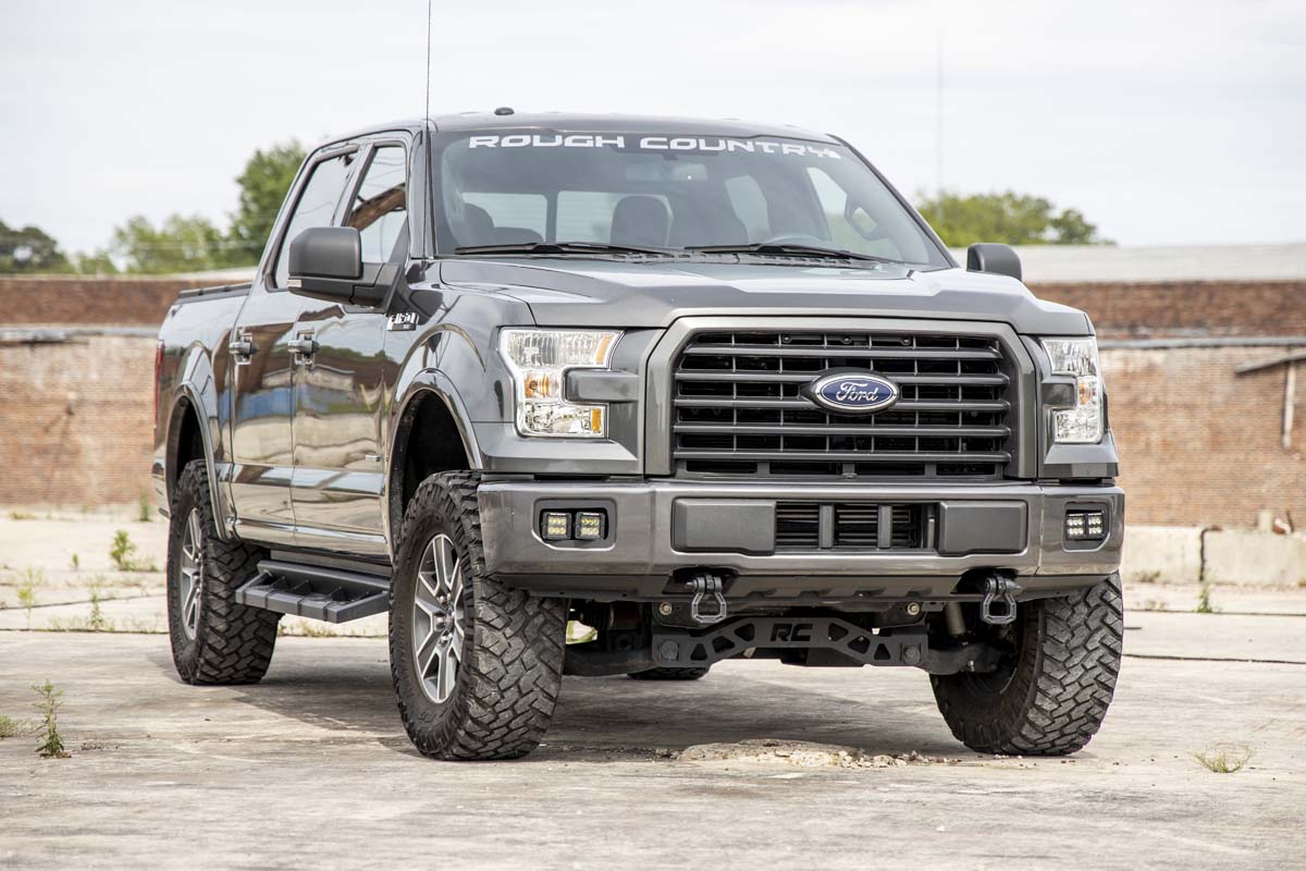 LED Light Kit Fog Mount Dual 2 Inch Black Pairs SAE Ford F-150 (15-17) Rough Country