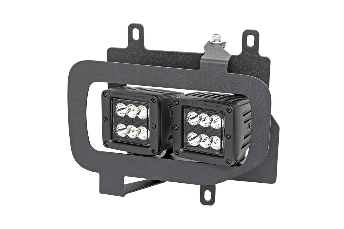 LED Light Kit Fog Mount Dual 2 Inch Black Pairs Flood Ford F-150 (15-17) Rough Country