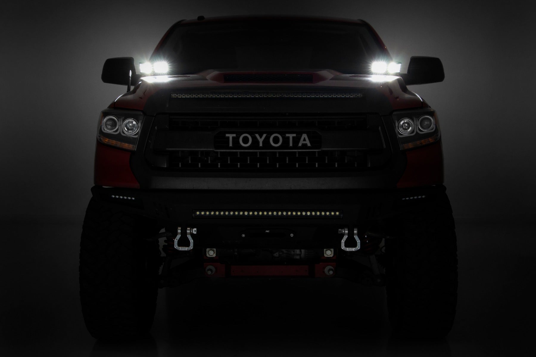 LED Light Kit Ditch Mount Dual 2 Inch Black Pairs Flood Toyota Tundra (14-21) Rough Country