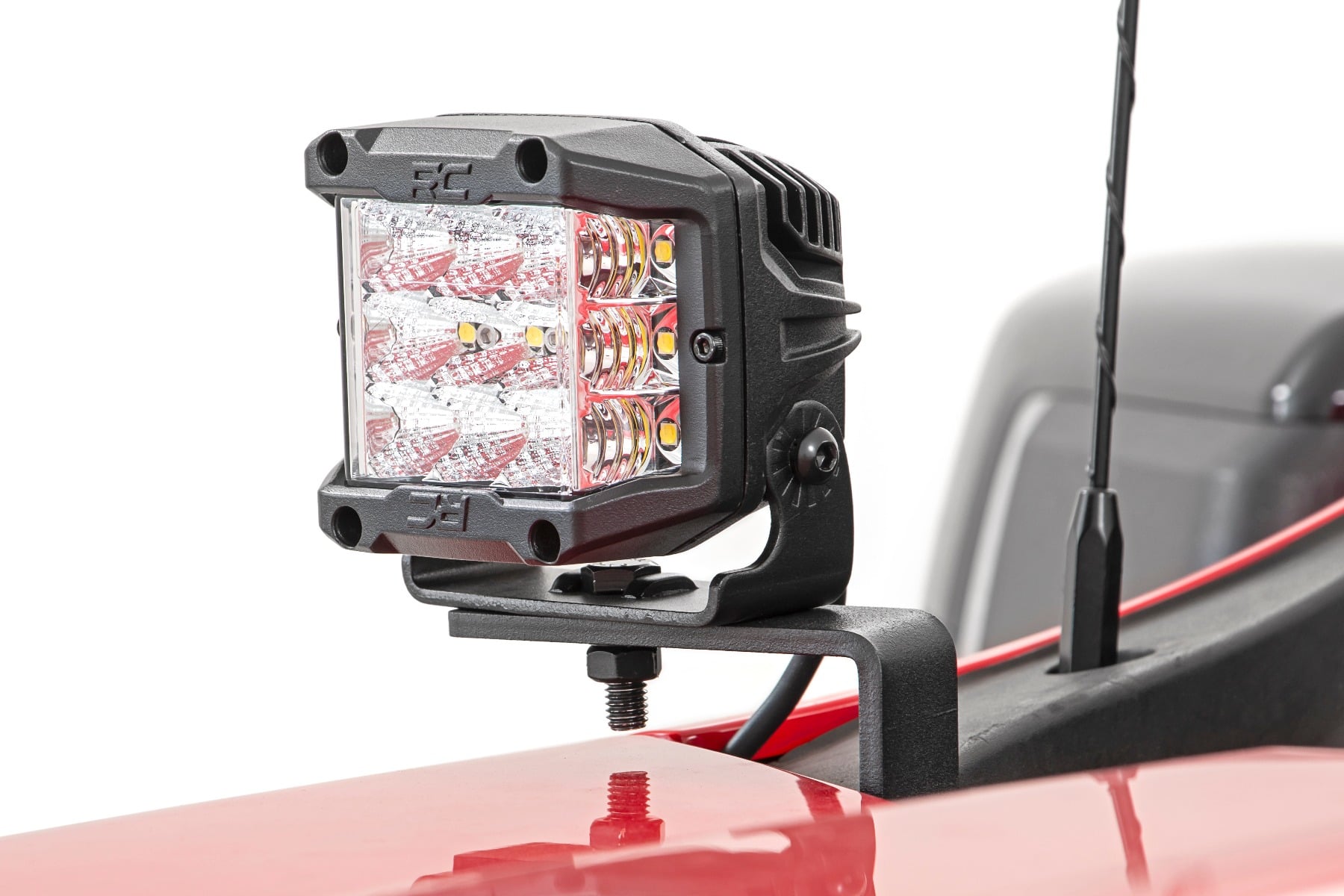 LED Light Kit Ditch Mount 2 Inch Black Pair Flood Chevy Silverado 1500 (19-26) Rough Country