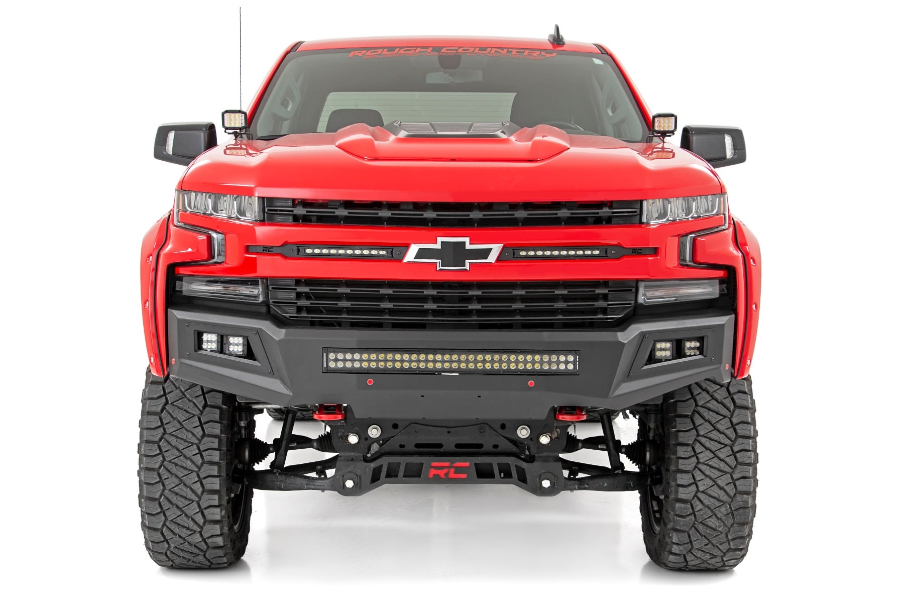LED Light Kit Ditch Mount 2 Inch Black Pair Flood Chevy Silverado 1500 (19-26) Rough Country