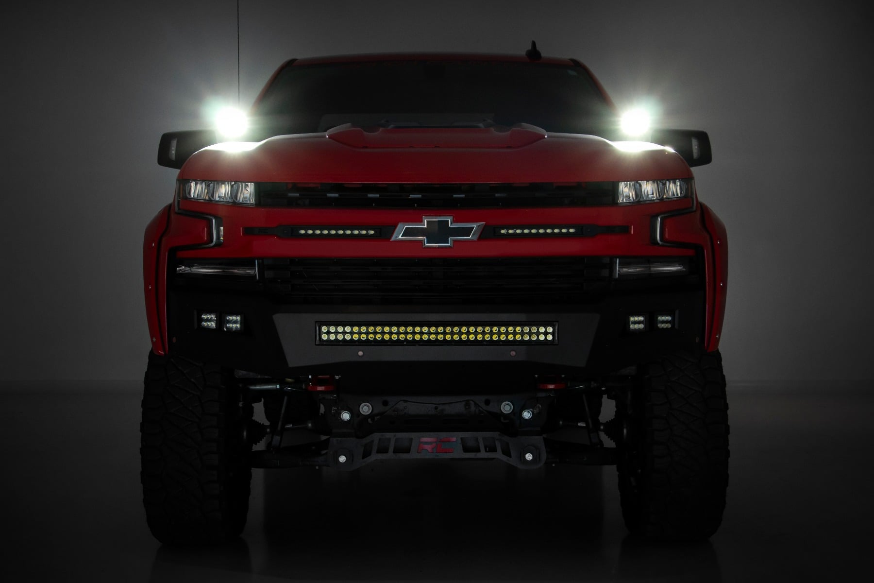 LED Light Kit Ditch Mount 2 Inch Black Pair Amber DRL Chevy Silverado 1500 (19-26) Rough Country