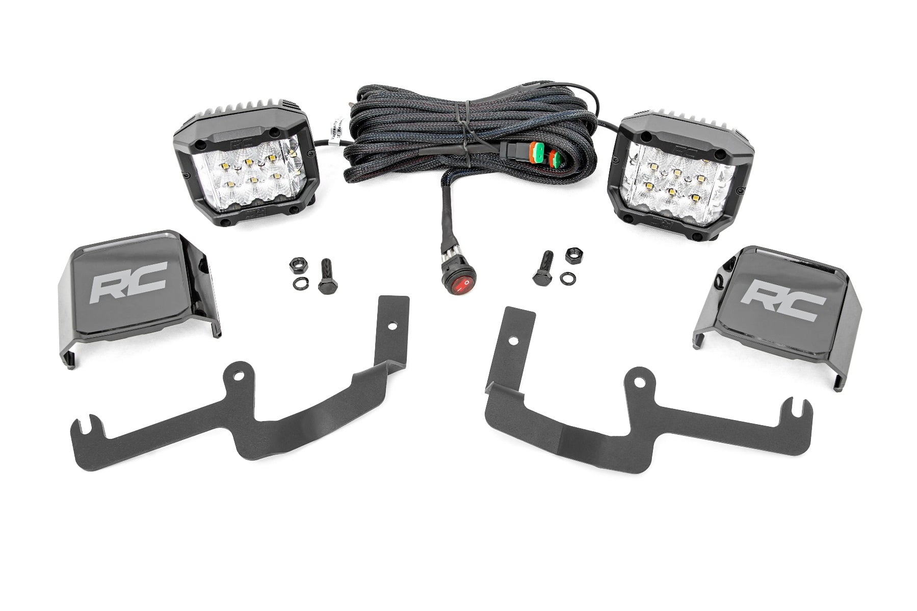 LED Light Kit Ditch Mount 3 Inch OSRAM Wide Chevy Silverado 1500 (19-26) Rough Country