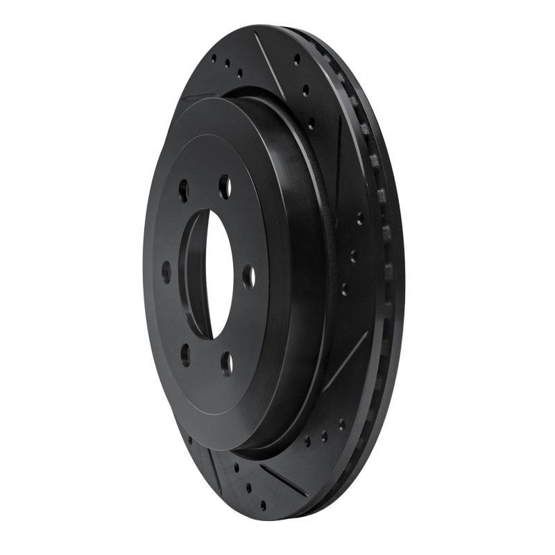R1 07-17 Ford Expedition Rear Right Drilled & Slotted Black Brake Rotor