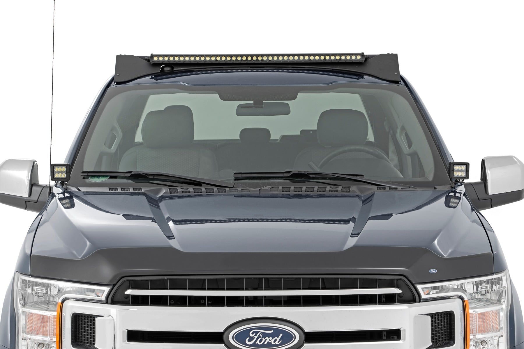 LED Light Kit Ditch Mount 2 Inch Black Pair Flood Ford F-150 (15-26)/F-150 Lightning (22-26) Rough Country