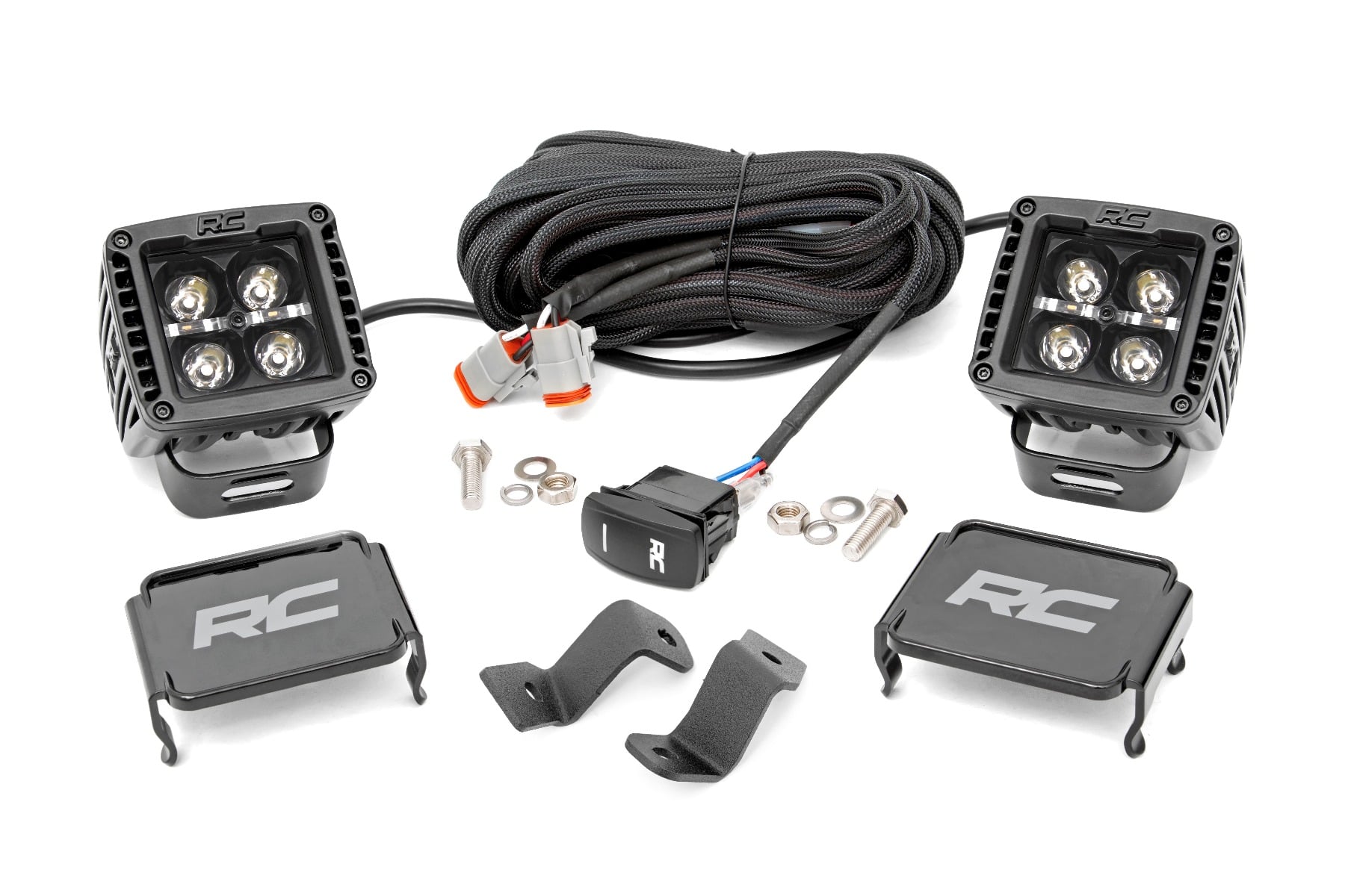 LED Light Pair Ditch Mount 2 Inch Black DRL Ford F-150 (15-26)/F-150 Lightning (22-26) Rough Country