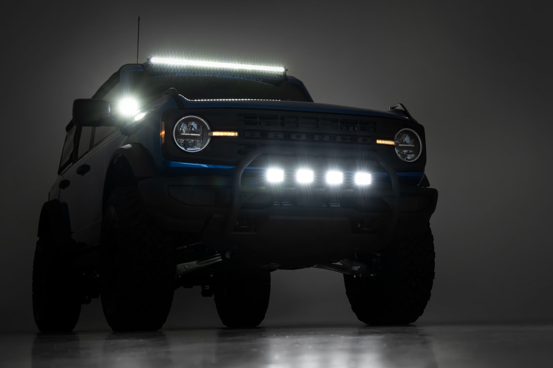 LED Light Kit Upper Windshield 40 Inch Black Single Row Ford Bronco (21-25) Rough Country