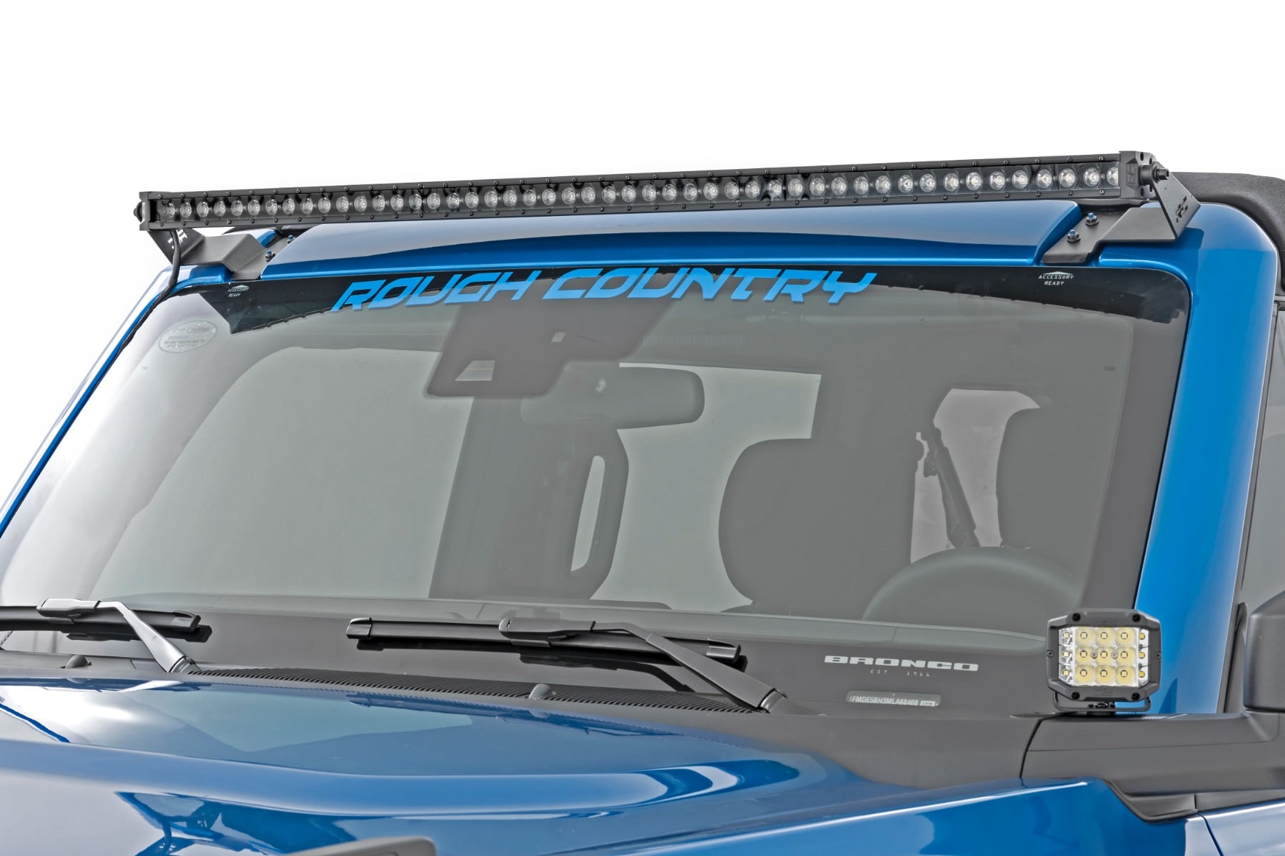 LED Light Kit Upper Windshield 50 Inch Black Single Row Ford Bronco (21-25) Rough Country