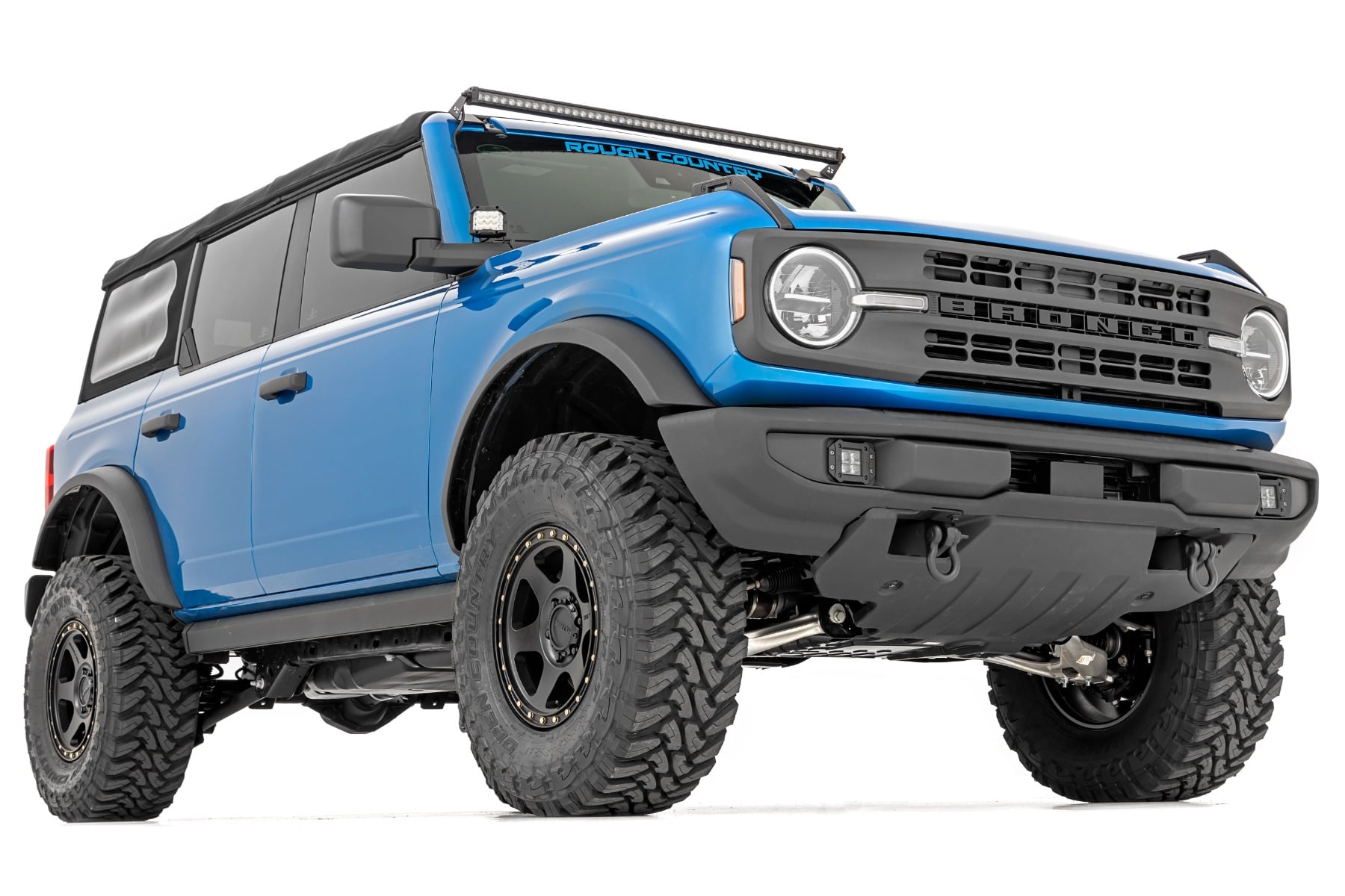 LED Light Kit Upper Windshield 50 Inch Black Single Row Ford Bronco (21-25) Rough Country