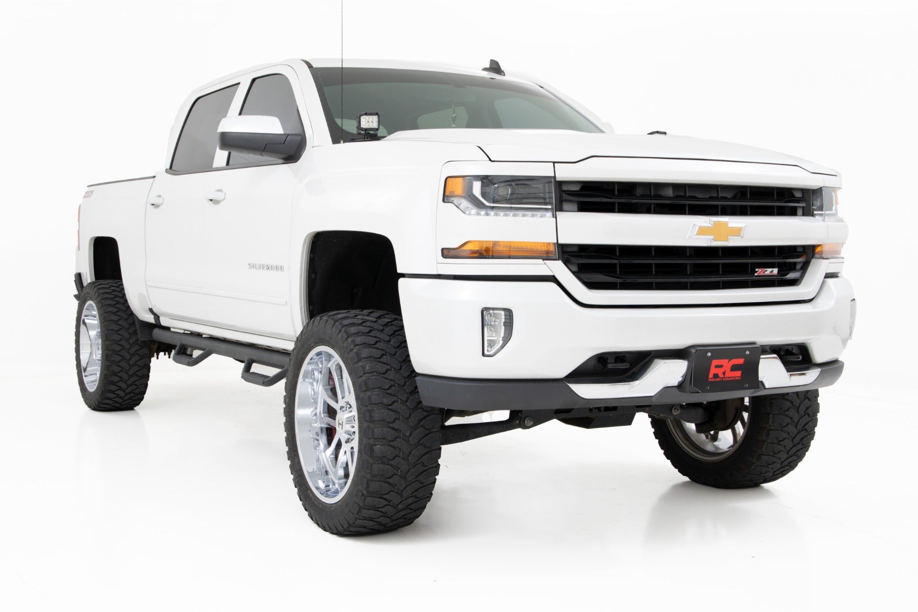 LED Ditch Light Kit 2in Black Pair Flood Silverado/Sierra 1500 (14-18 & Classic) Rough Country