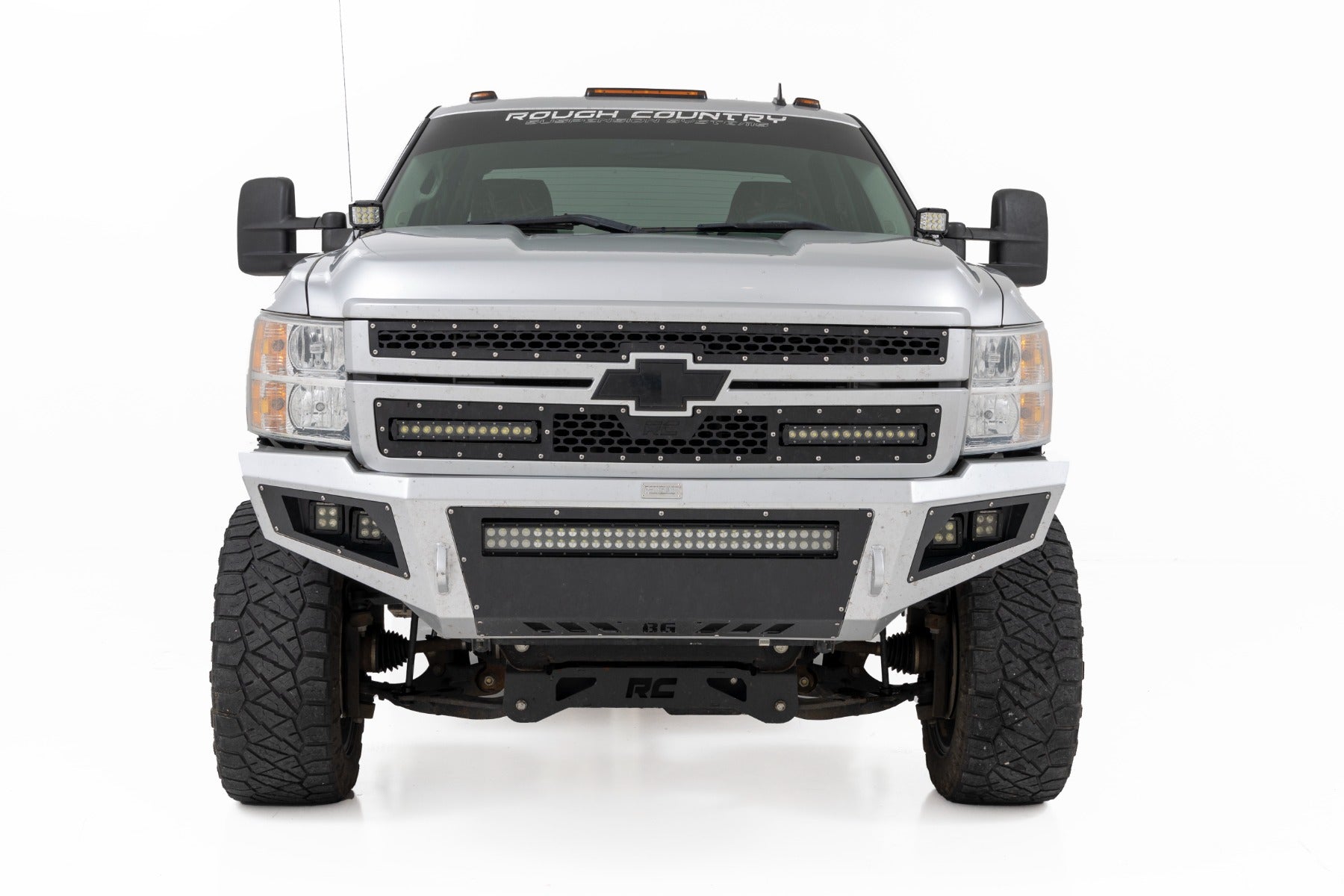 LED Light Ditch Mount 2 Inch Black Pair White DRL Chevy 1500 (2007-2013) Rough Country