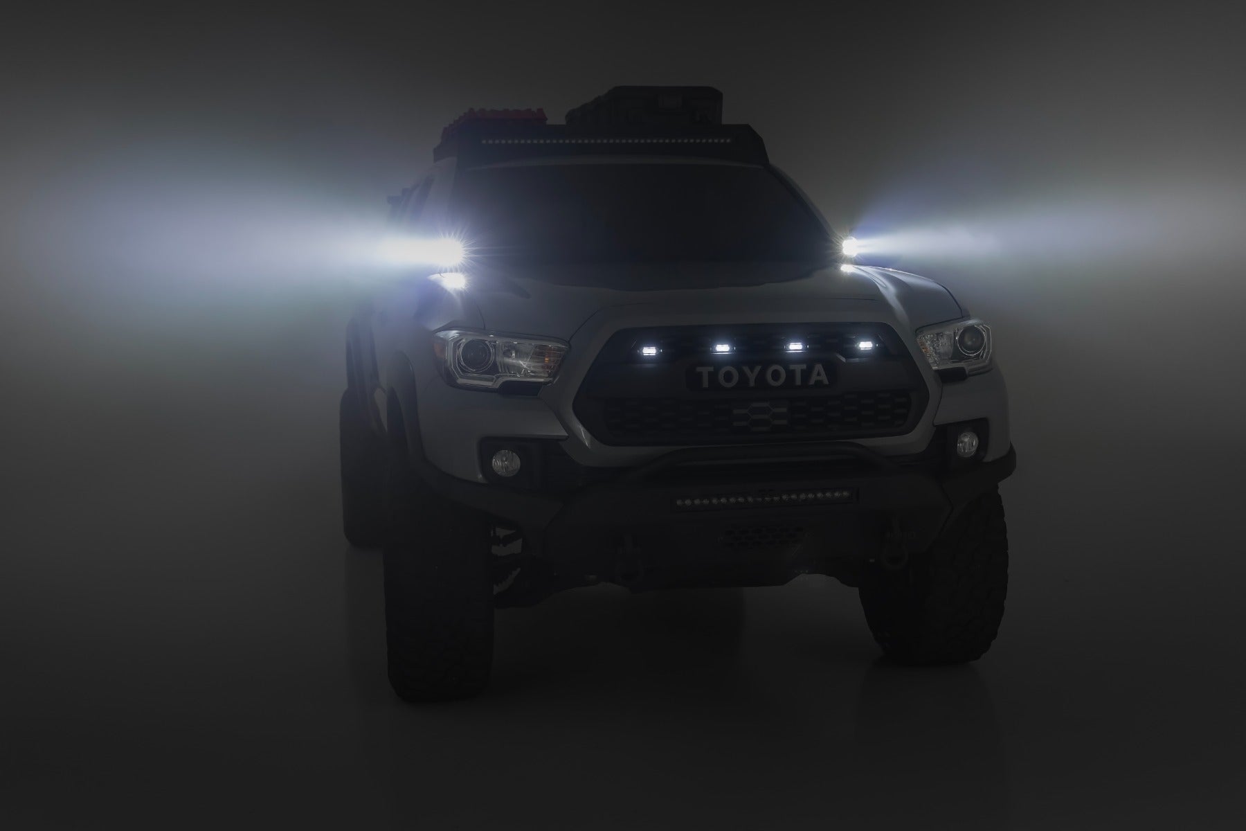 LED Light Kit Ditch Mount Black Series Round 3.5 Inch Amber DRL Toyota Tacoma (16-23) Rough Country