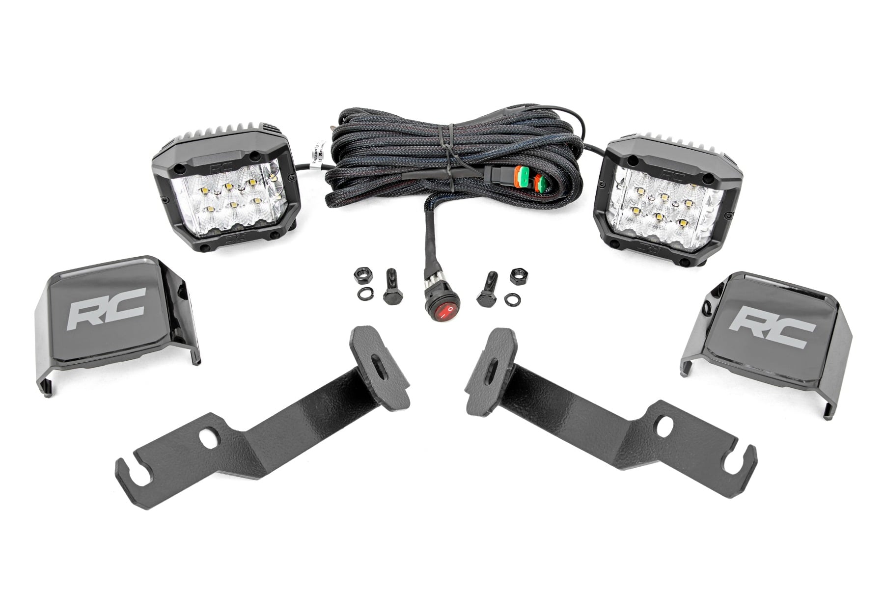 LED Light Kit Ditch Mount 3 Inch OSRAM Wide Toyota Tacoma 2WD/4WD (05-15) Rough Country