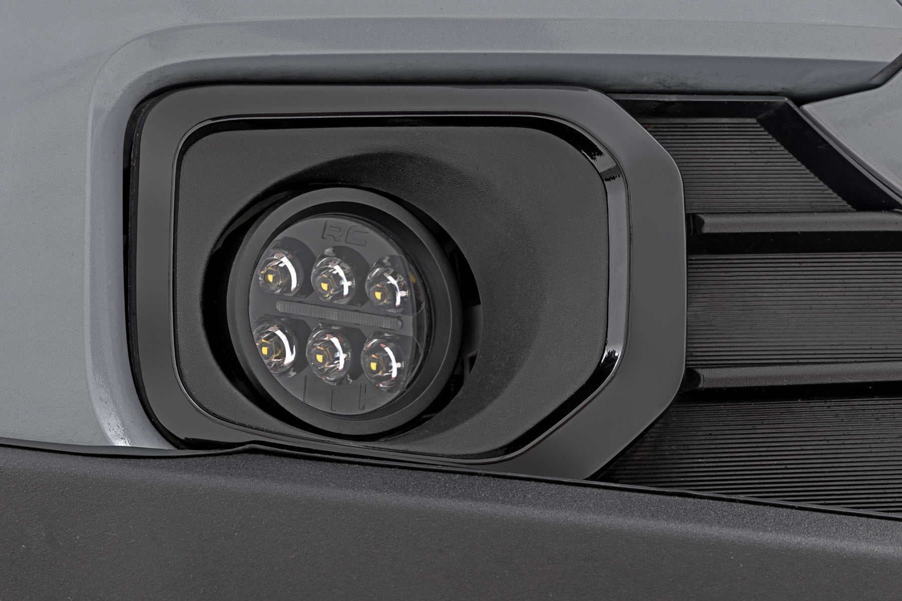 LED Fog Light Kit 3.5 Inch Round Black Series Amber DRL Toyota Tacoma (16-23) Rough Country