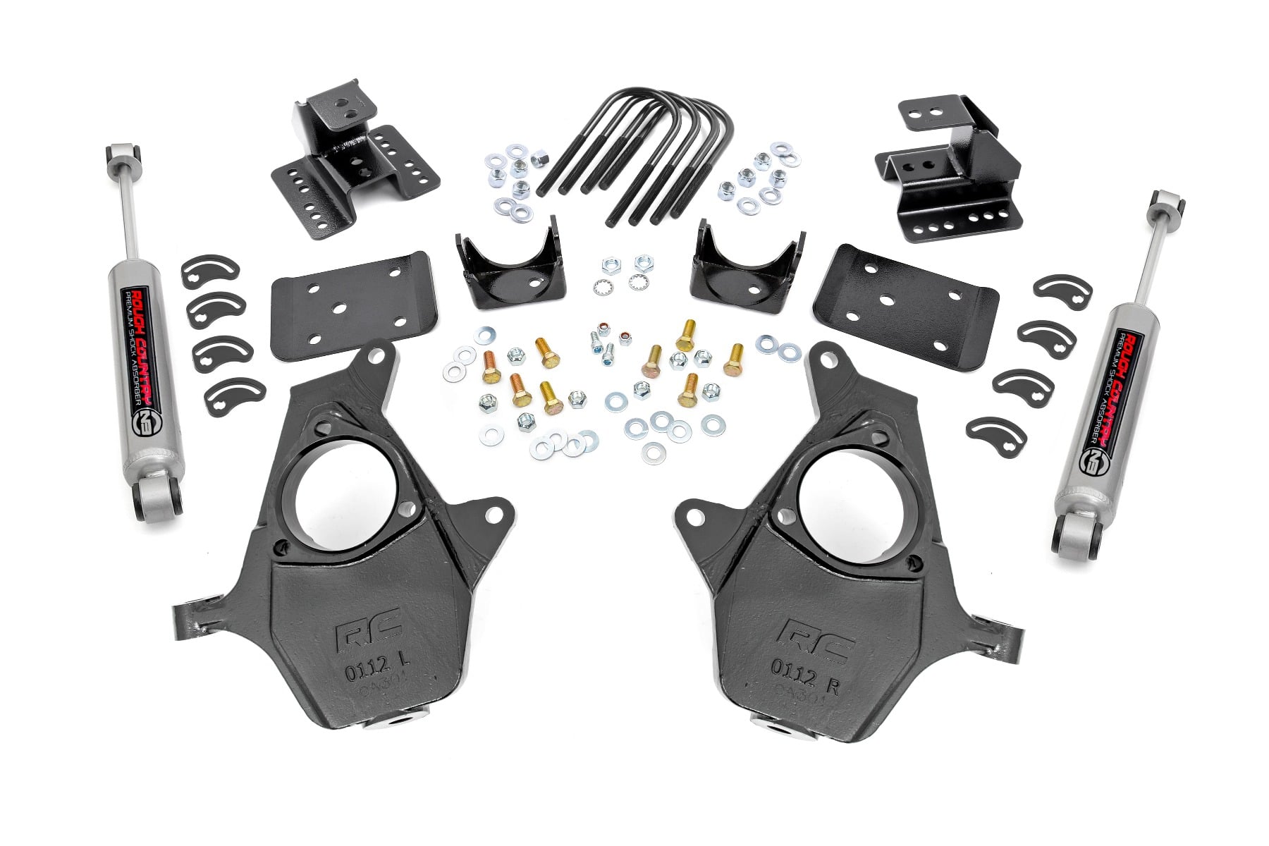 2 Inch Lowering Kit 4 Inch Rear Lowering Alum/Stamped Knuckle Silverado/Sierra 1500 (14-18) Rough Country