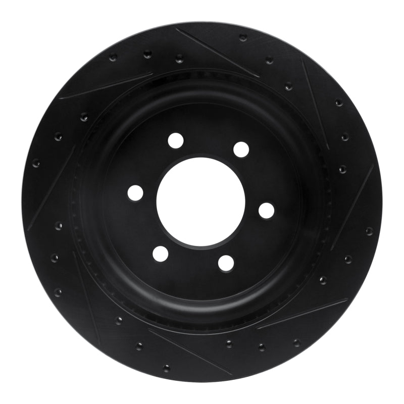 R1 21-25 Ford F-150 4WD Rear Left Drilled & Slotted Black Brake Rotor