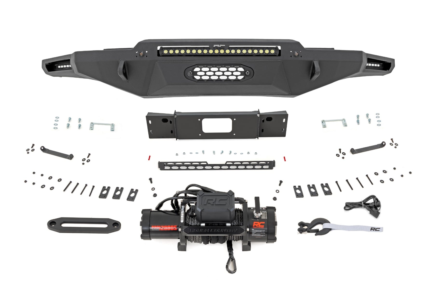 Hybrid Front Bumper 12000S Black LED w/ Amber DRL Toyota Tundra (22-26) Rough Country
