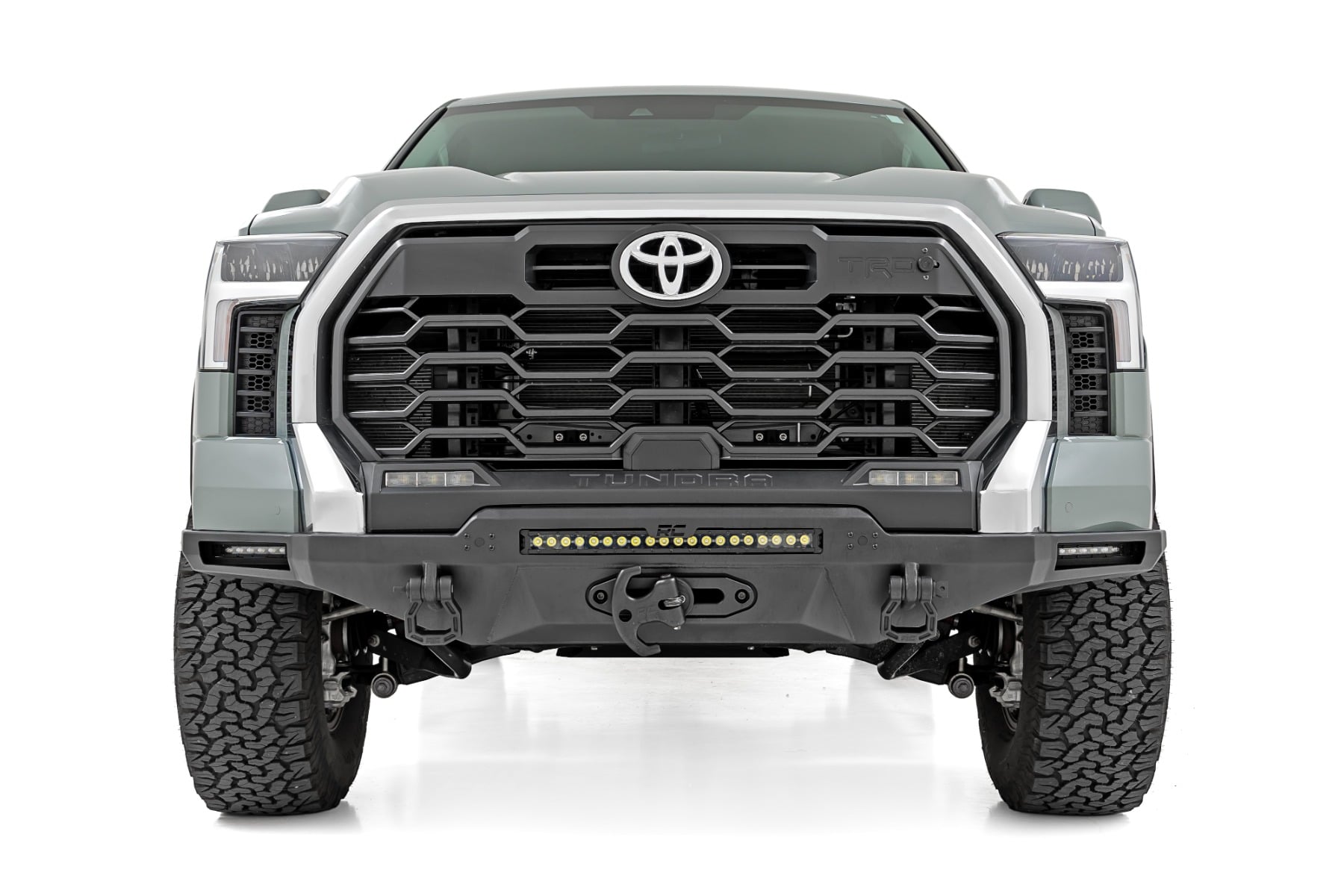 Hybrid Front Bumper 12000S Black LED w/ Amber DRL Toyota Tundra (22-26) Rough Country