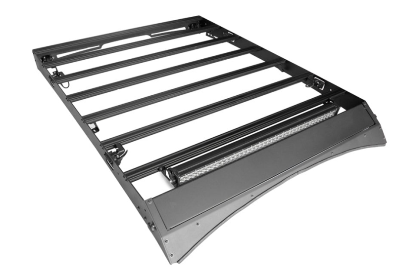 Cali Raised 14-21 Toyota Tundra Crew Max Premium Roof Rack - Led Light Bar - Blue No Lights