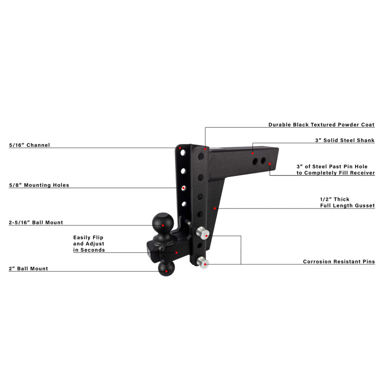 BulletProof Hitches 3.0" Heavy Duty 8" Drop/Rise Hitch Model HD308