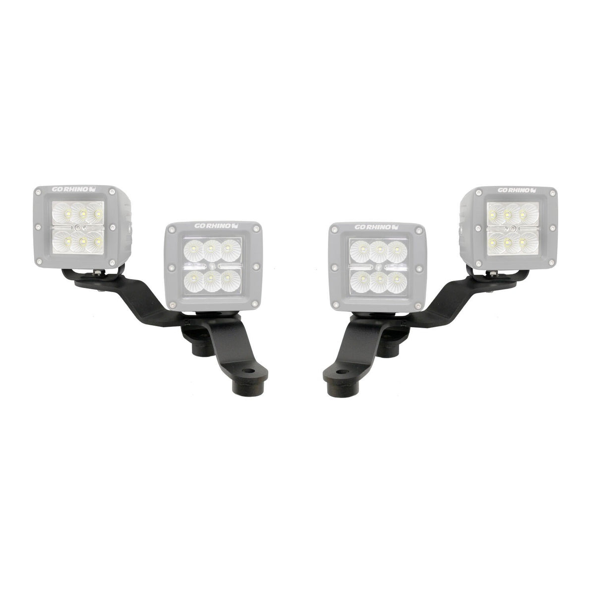 XE Windshield Cowl Light Mount Two 3 Inch X 3 Inch Industry Standard Cube LED's Textured Black 2018-2026 Jeep Wrangler JL 2020-2025 Jeep Gladiator Go Rhino