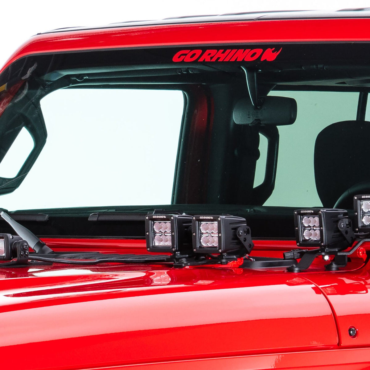 XE Hood Hinge Light Mount for Two 3 Inch X 3 Inch Standard Cube LED's Textured Black 2018-2026 Jeep Wrangler JL 2020-2025 Jeep Gladiator Go Rhino