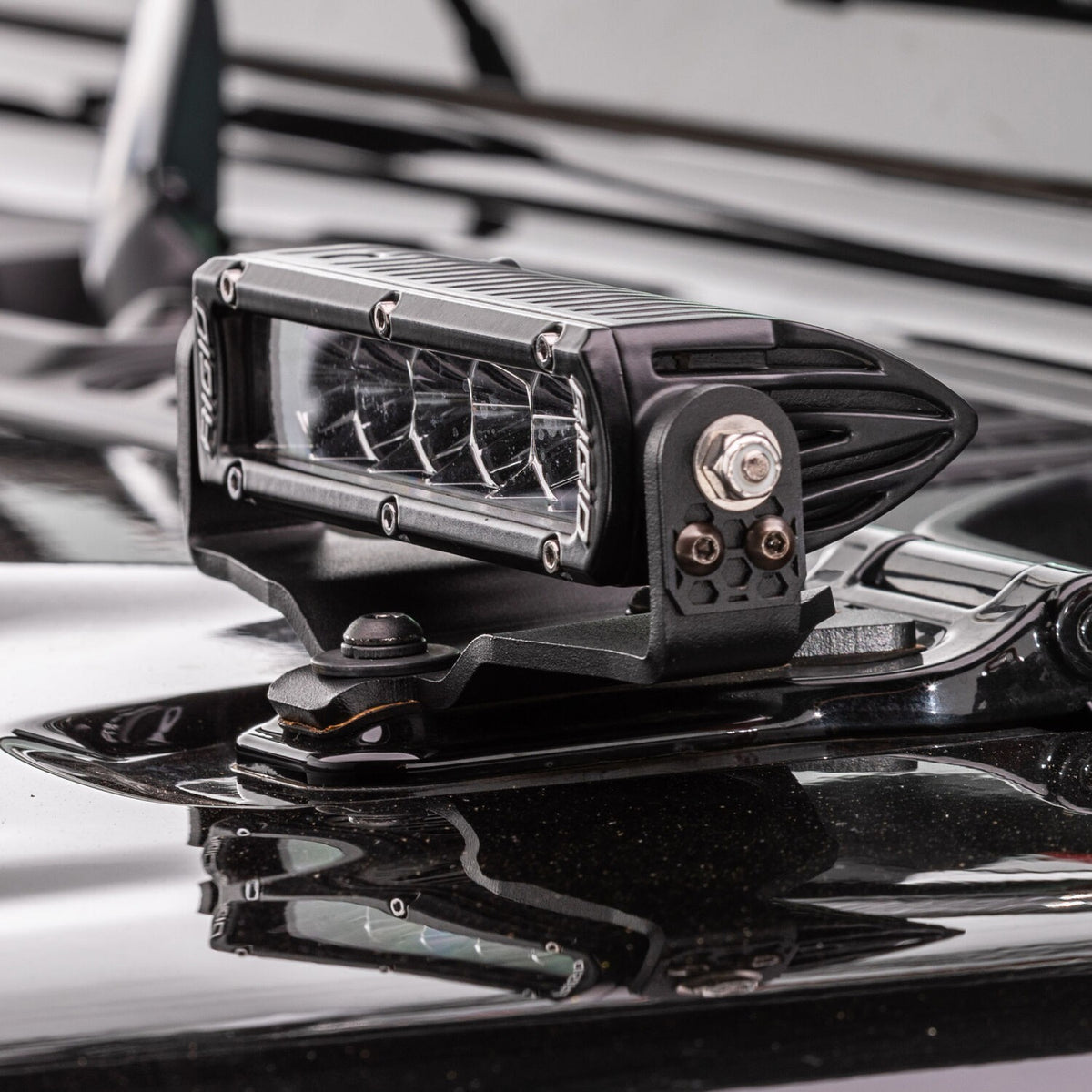 XE Hood Hinge Light Mount for Two 6 Inch Single Row LED Bars Textured Black 2018-2026 Jeep Wrangler JL 2020-2025 Jeep Gladiator Go Rhino